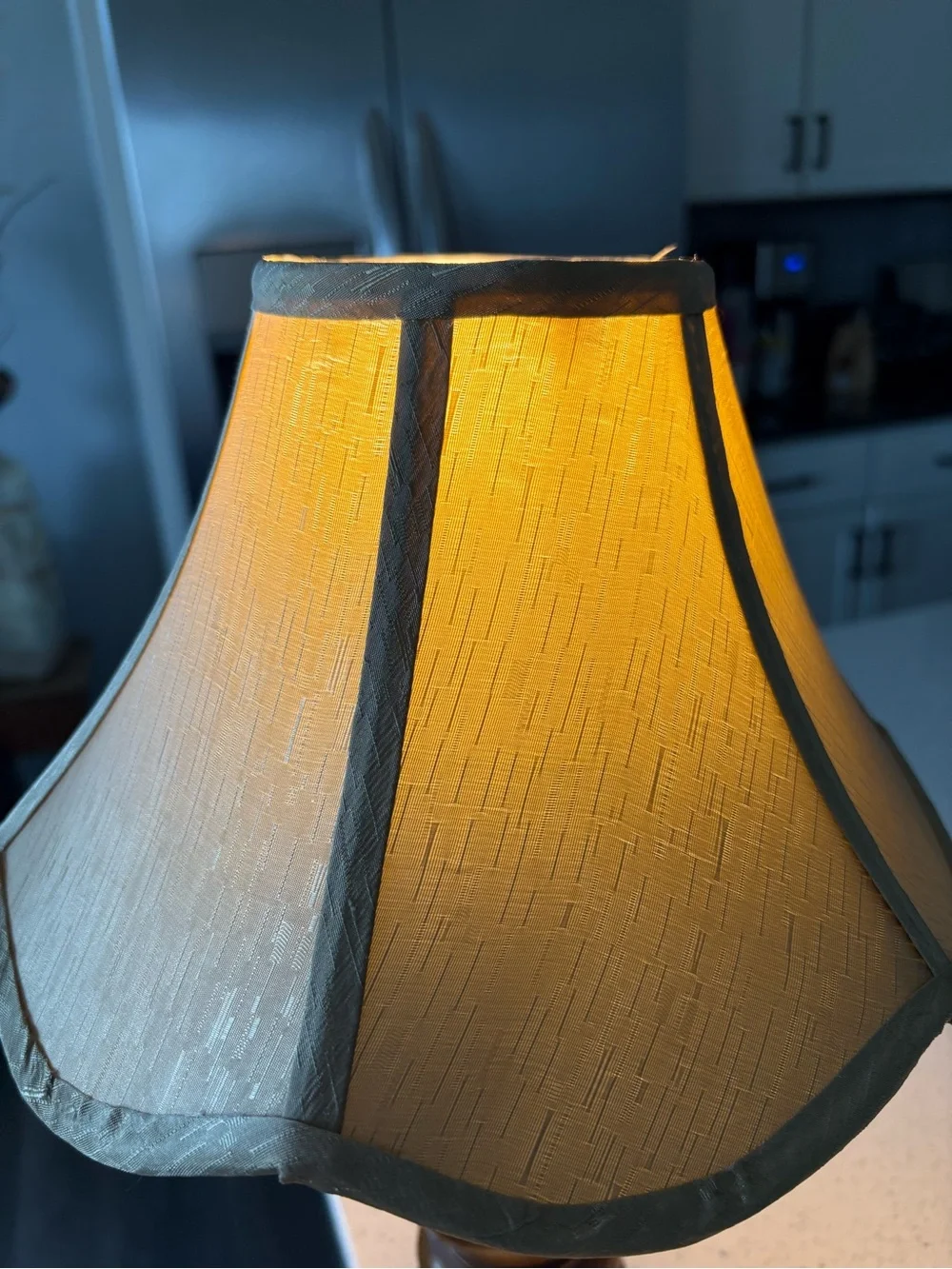 Vintage 1970s Turned Wood Table Lamp w Fabric Shade MCM Cottage Decor
